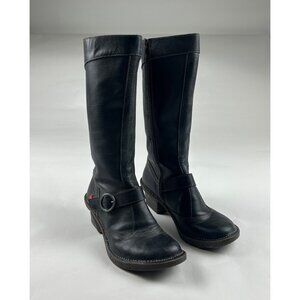 The Art Company Black Pebble Leather Oteiza 619 Knee High Wedge Boots 41